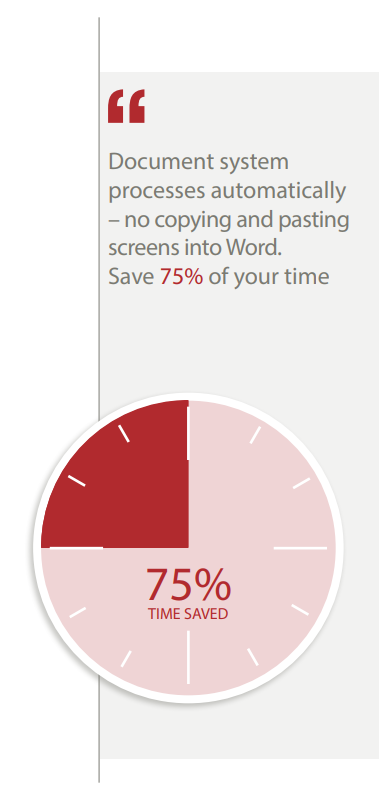 Infor M3 upgrade guide circular graphic showing 75% time saved when documenting processes