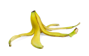 banana skin on white background